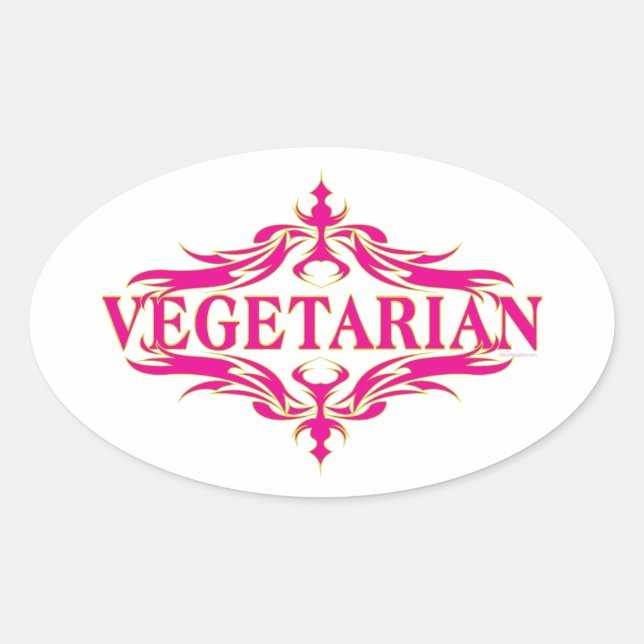 Pegatina Ovalada Vegetariano (Anverso)