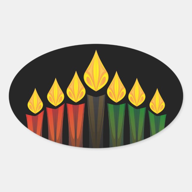 Pegatina Ovalada velas de kwanzaa (Anverso)