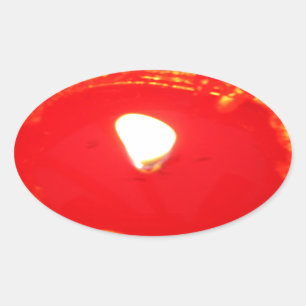 Pegatina Ovalada Velas rojas, llamas, velas, Navidades amados