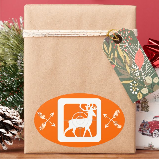 Pegatina Ovalada Venado en crujías con dos hileras cruzadas (Vacaciones)