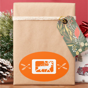 Pegatina Ovalada Venado en crujías con dos hileras cruzadas