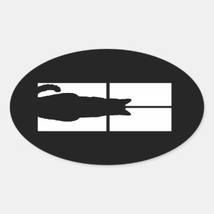 Pegatina Ovalada Ventana Cat Click a la decoración de color Person