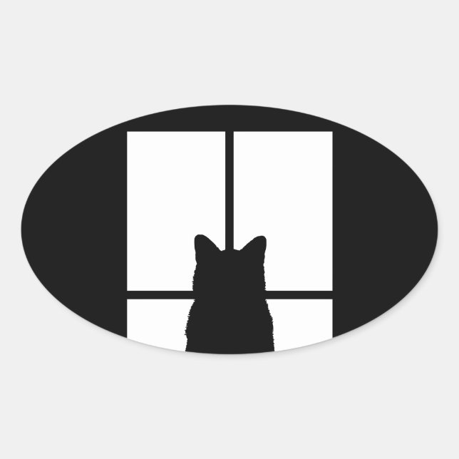 Pegatina Ovalada Ventana Cat Click to Personalizar Obtener cualquie (Anverso)