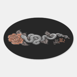 Pegatina Ovalada VERDADERA Serpiente de AMOR en Rosa