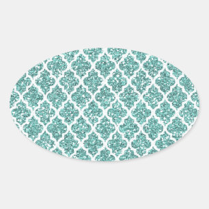 Pegatina Ovalada Verde azulado espumoso