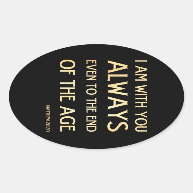 Pegatina Ovalada Verso de la biblia cristiana escritural - Mateo 28 (Anverso)