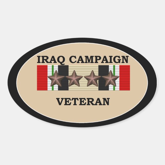 Pegatina Ovalada Veterano de Irak 4 ICS (Anverso)