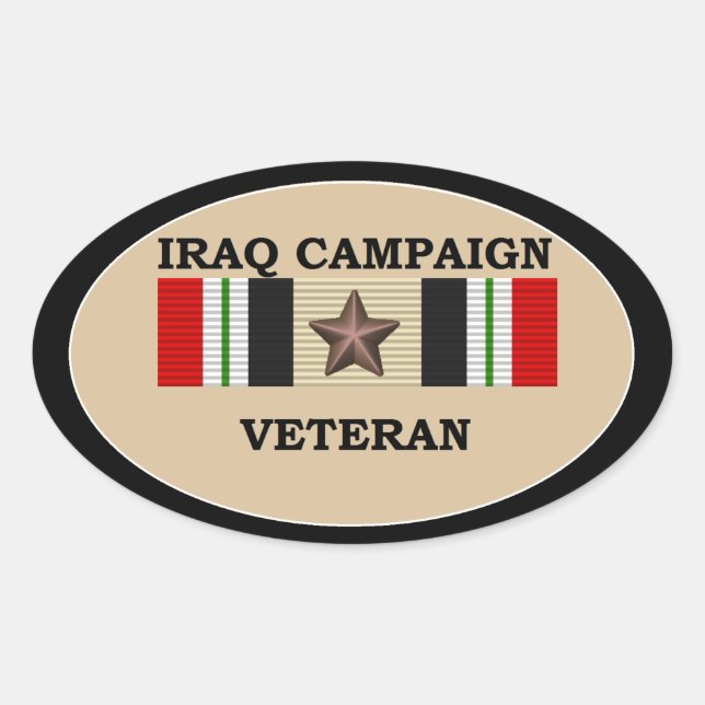 Pegatina Ovalada Veterano de Iraq 1 ICS (Anverso)