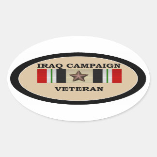Pegatina Ovalada Veterano de Iraq 1 ICS