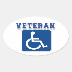 Pegatina Ovalada Veterano discapacitado