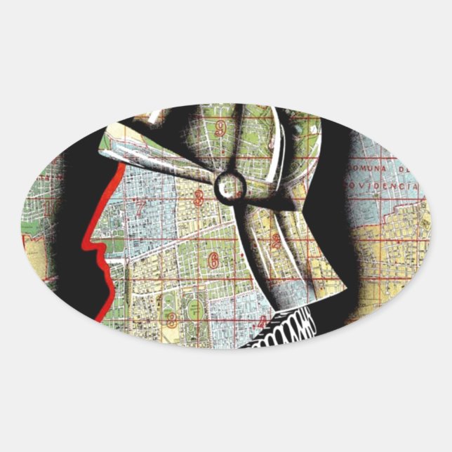 Pegatina Ovalada Viaje en Santiago de Chile (Anverso)