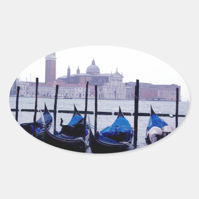 Pegatina Ovalada Viajes a Venecia Italia (Anverso)
