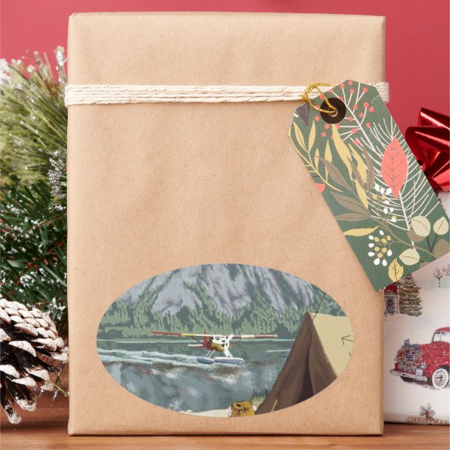 Pegatina Ovalada Viajes de Alaska (Vacaciones)