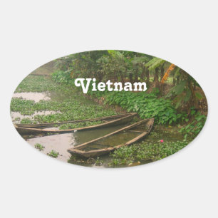 Pegatina Ovalada Vías fluviales de Vietnam