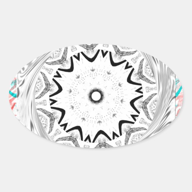 Pegatina Ovalada Vibrante cultura africana: Una fusión rosa y cian (Anverso)