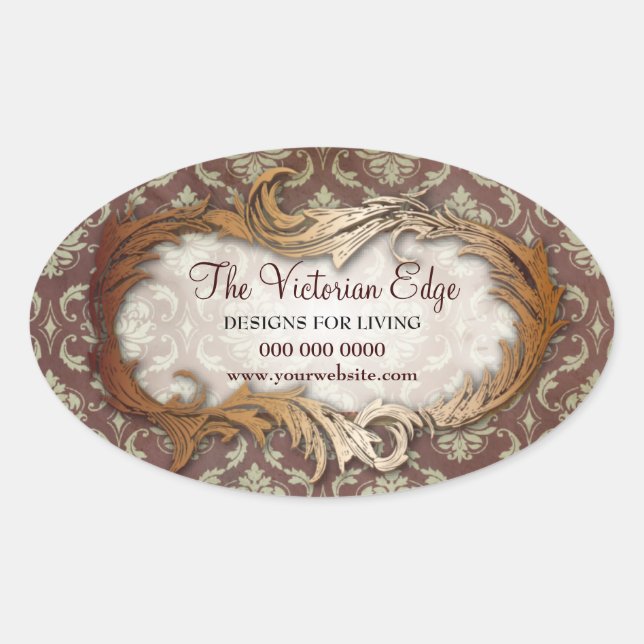 Pegatina Ovalada Victorian Aesthetic Damask Promotional Stickers (Anverso)