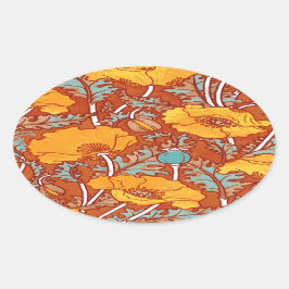 Pegatina Ovalada Viñage Poppy