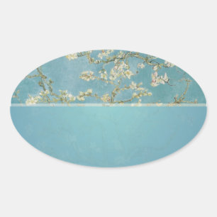 Pegatina Ovalada vincent van gogh, flores de almendros