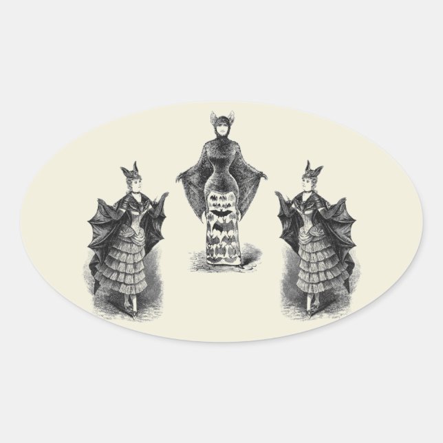 Pegatina Ovalada Vintage Bat (Anverso)