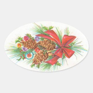 Pegatina Ovalada Vintage Christmas