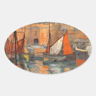 Pegatina Ovalada Vintage Cote d'Emeraude Saint Malo