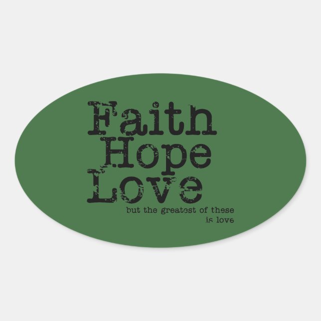 Pegatina Ovalada Vintage Faith Hope Love Pegatinas (Anverso)