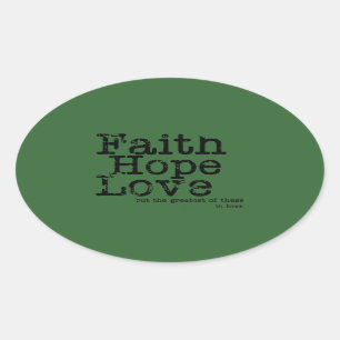 Pegatina Ovalada Vintage Faith Hope Love Pegatinas