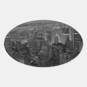 Pegatina Ovalada Vintage Old Style New York
