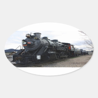 Pegatina Ovalada Vintage Railroad Steam Train