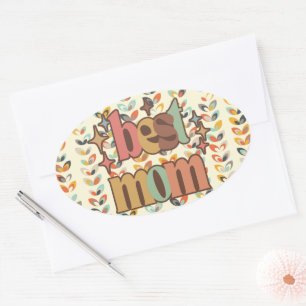 Pegatina Ovalada Vintage Retro Mejor Mamá