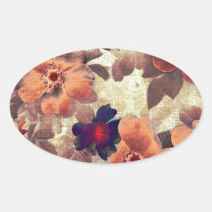 Pegatina Ovalada Vintage Rosa Hips