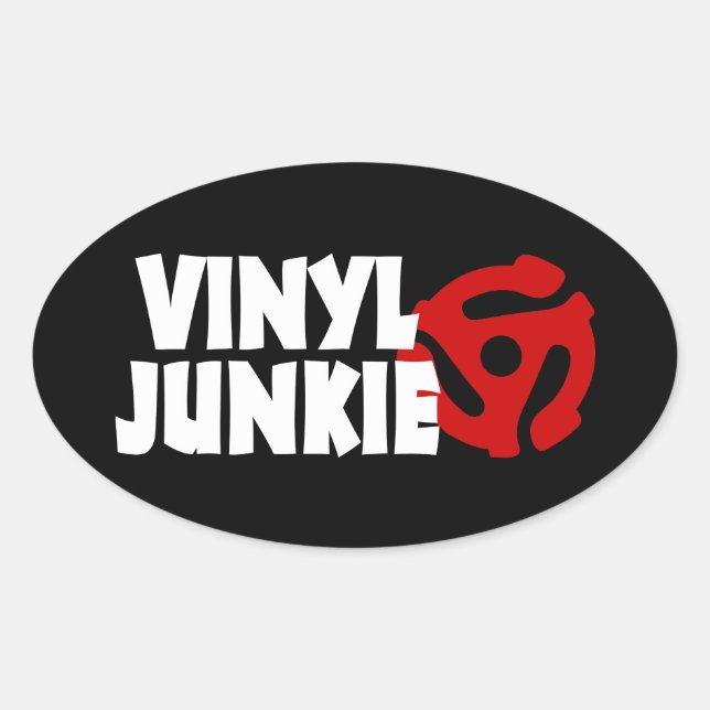Pegatina Ovalada Vinyl Junkie (Anverso)