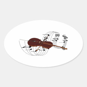 Pegatina Ovalada Violoncelo