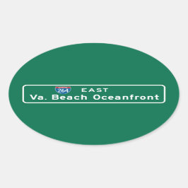 Pegatina Ovalada Virginia Beach, VA Road Rótulo