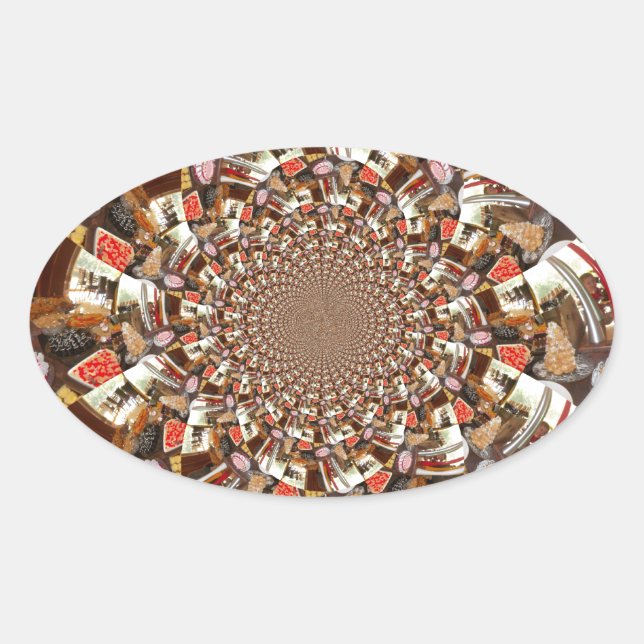 Pegatina Ovalada Visión psicodélica de Brown Hues (Anverso)