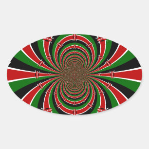 Pegatina Ovalada Visión vibrante de Kenia: Arte de la bandera kenia