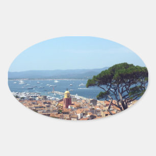 Pegatina Ovalada vista de st tropez