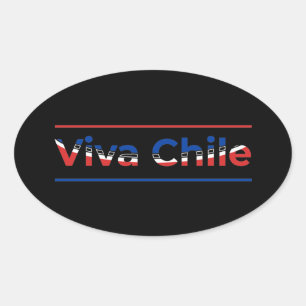 Pegatina Ovalada Viva Chile - Orgulloso arte de la bandera chilena