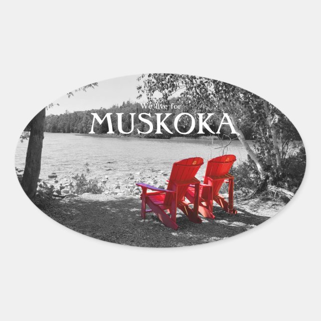 Pegatina Ovalada Vivimos para Muskoka-Canadá (Anverso)