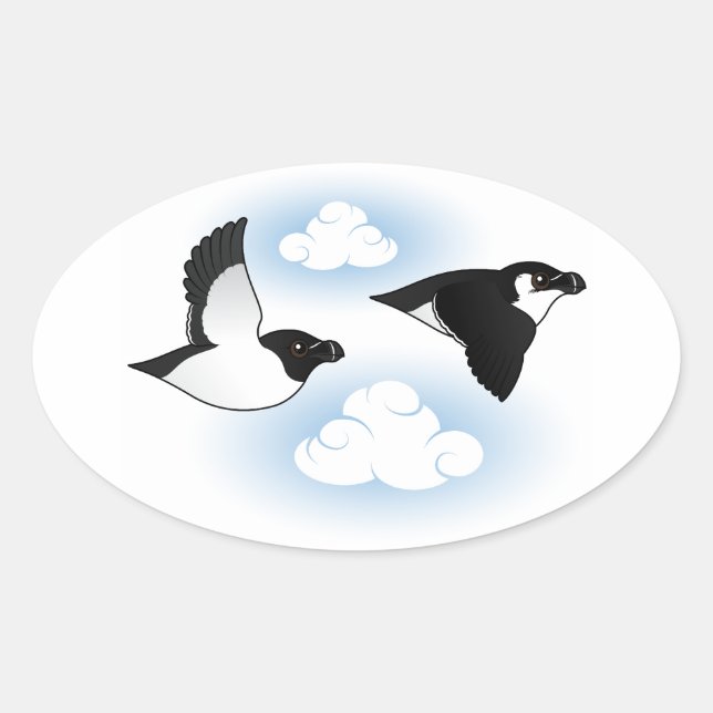 Pegatina Ovalada Voladores de Razorbill (Anverso)