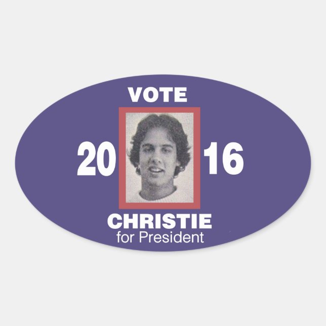 Pegatina Ovalada Vote Christie para Presidente 2016 (Anverso)