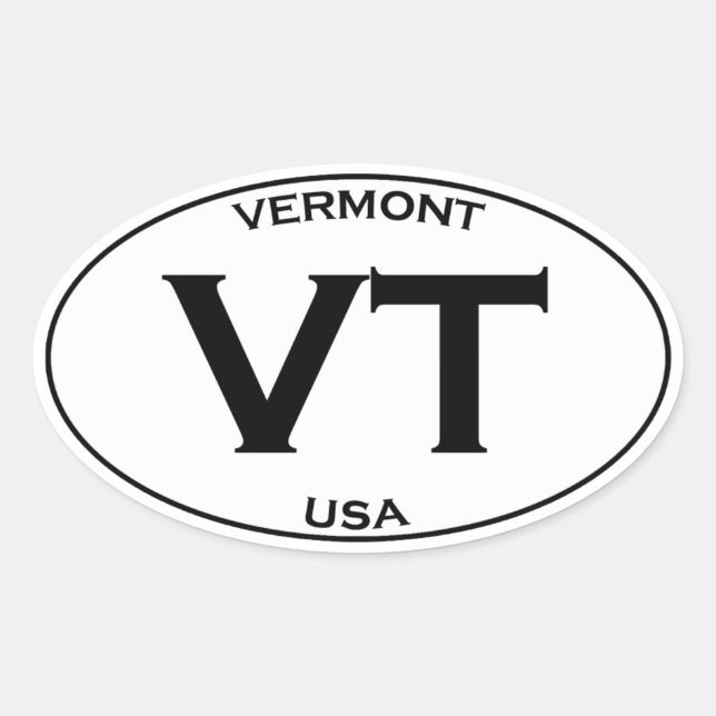 Pegatina Ovalada VT - Logotipo de óvalo de Vermont USA (Anverso)