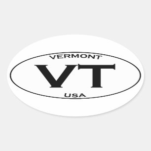 Pegatina Ovalada VT - Logotipo del óvalo de Vermont los E.E.U.U.