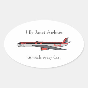 Pegatina Ovalada Vuelo en Janet Airlines