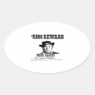 Pegatina Ovalada Wanted Jesse James