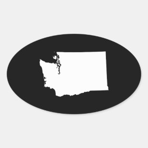 Pegatina Ovalada Washington en blanco y negro