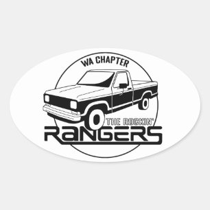 Pegatina Ovalada Washington, WA - Capítulo de Rangers de Rockin