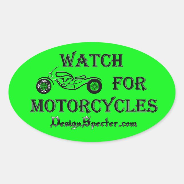 Pegatina Ovalada Watch For Motorcycle Green - Pegatinas (Anverso)
