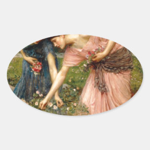 Pegatina Ovalada Waterhouse-reunid_rosas-1909.