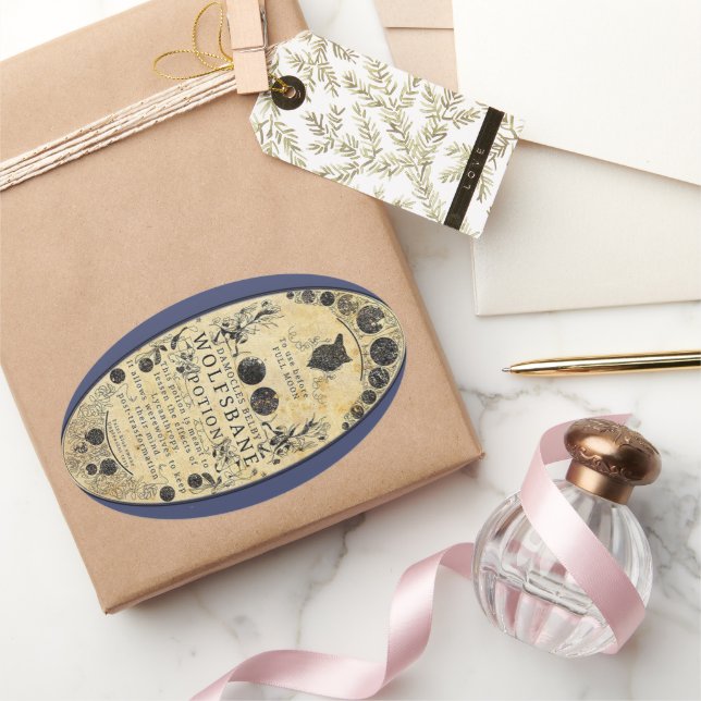 Pegatina Ovalada Werewolf potion Wolfsbane (Regalar)